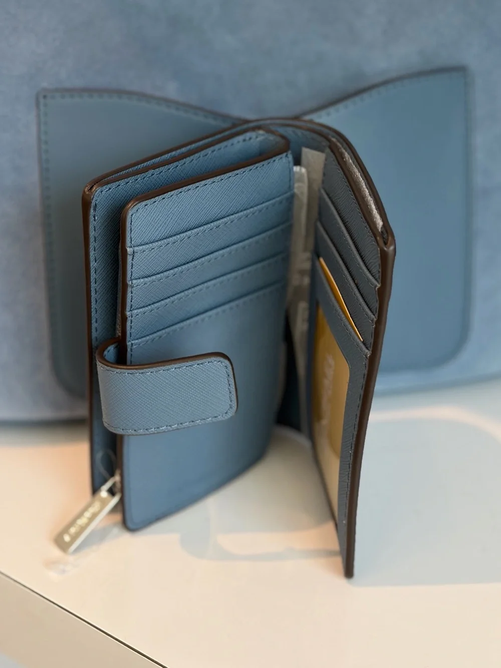 Michael Kors Blue Denim Suede Shoulder Bag with Matching Wallet Set